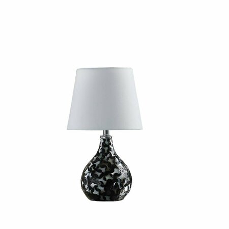 CLING 11.5 in. Modern Black Seashell Swirl Pattern Mini Polyresin Table Lamp CL3107769